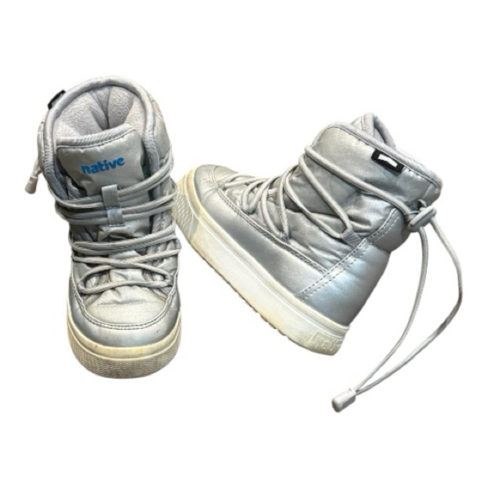 Native Kids Metallic Silver Winter Boots